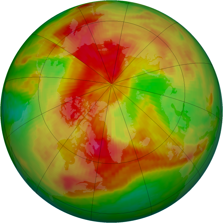 Arctic ozone map for 13 April 1989